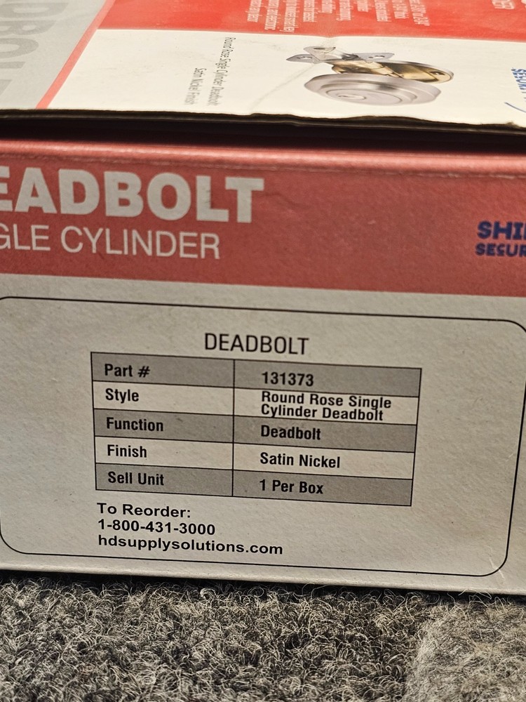 Shield Security 131373: DEADBOLT Single Cylinder Lockset Satin Nickle