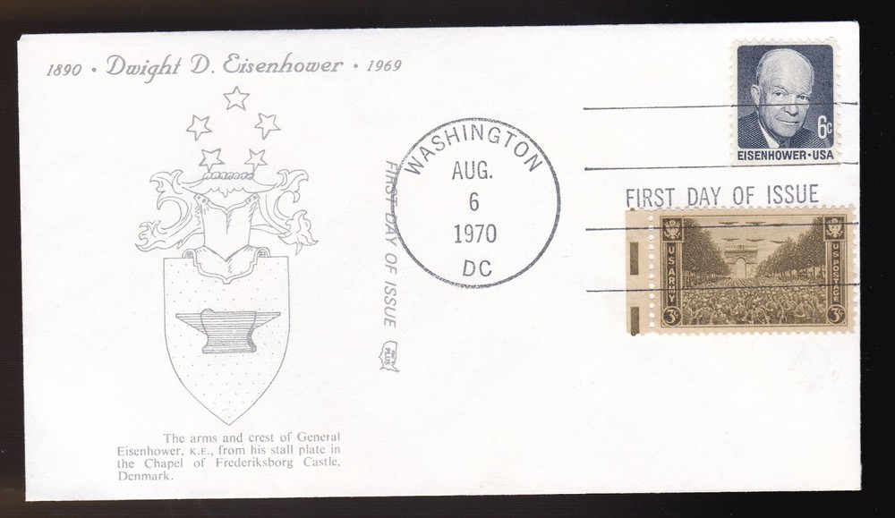 DWIGHT D. EISENHOWER #1393 US FIRST DAY COVER 1970, FDC PLUS CACHET FDC