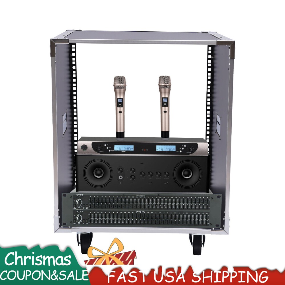 12U Cabinet Rolling Network Rack Audio Studio Video Telecom Equipment Rack Black