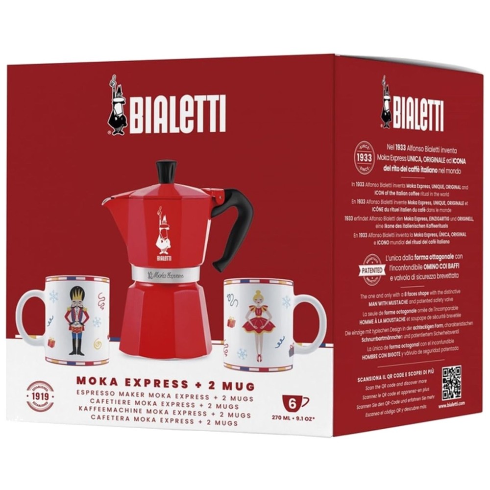 Authentic Italian Stovetop Espresso Maker - Limited Nutcracker Design, 6 Cups