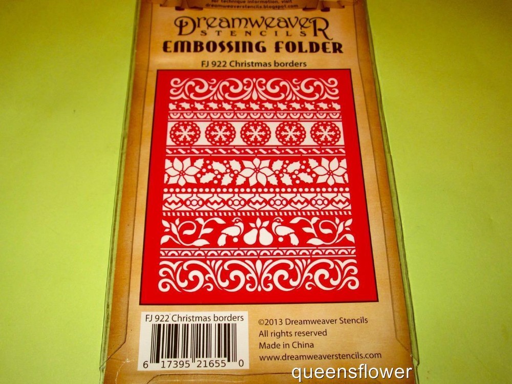 STAMPENDOUS DREAMWEAVER EMBOSSING FOLDER CHRISTMAS BORDERS