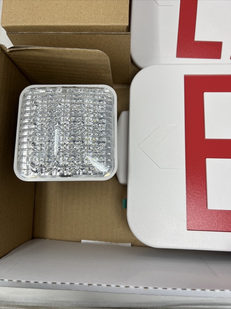 Compass 488U41 LED Emergency Exit Sign Light 120/277V White Red Text Double Face
