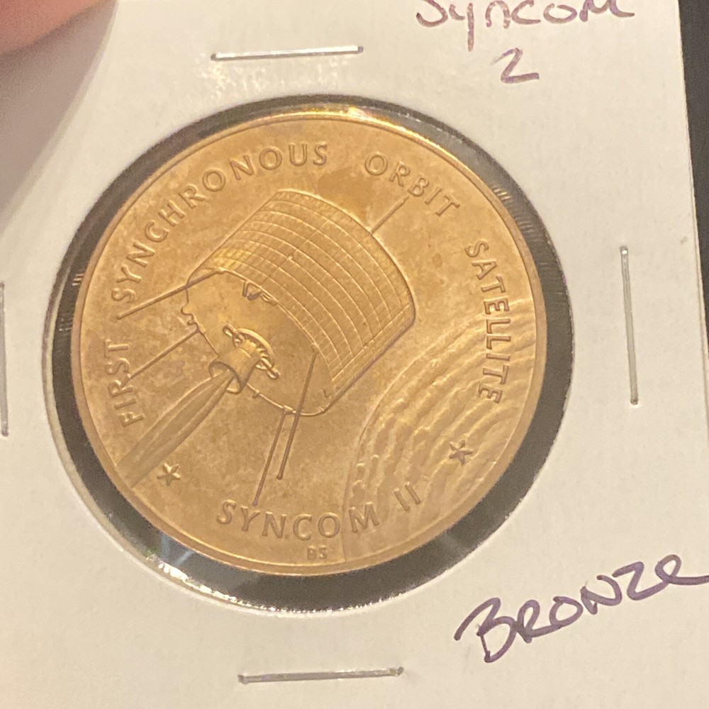Vintage Syncom 2 Bronze Token Space Synchronous Orbit Satellite Token
