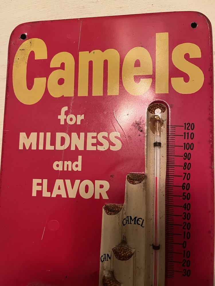 Original CAMEL Cigarettes Thermometer Advertising Sign