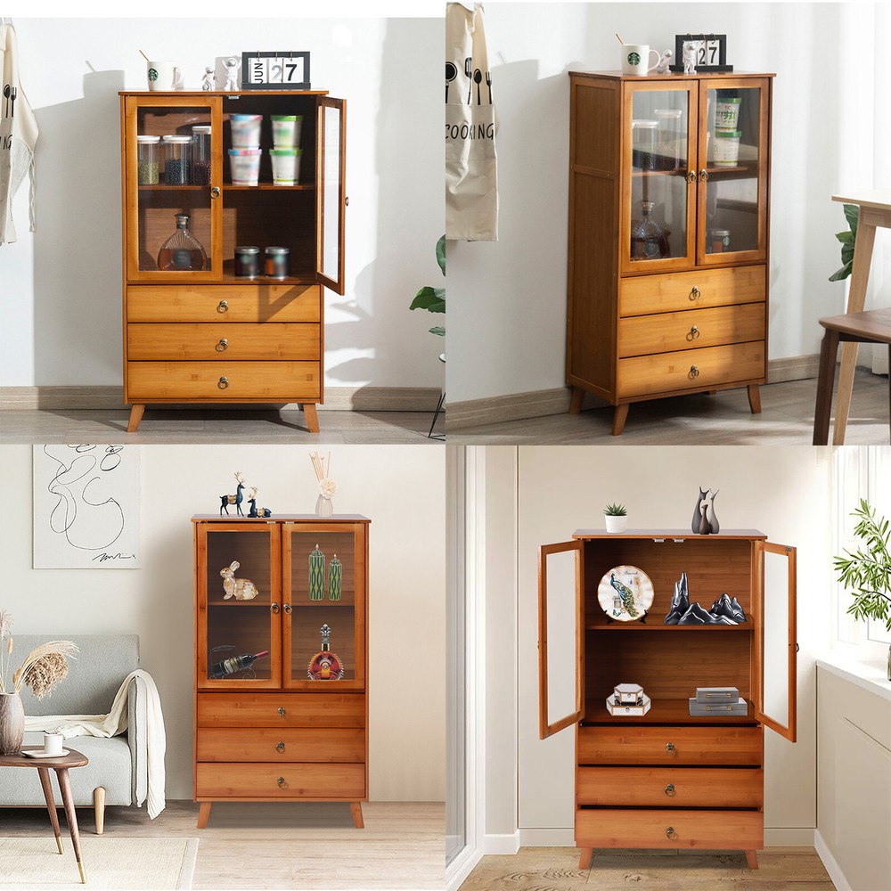 Storage Cabinet with 2 Doors, Mid Century Sideboard Buffet Cabinet Rustic Brown⭐