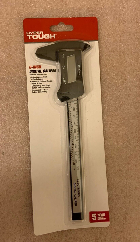 Hyper Tough 6" DIGITAL CALIPER LCD Display MEASURES OUTSIDE INSIDE DEPTH STEP