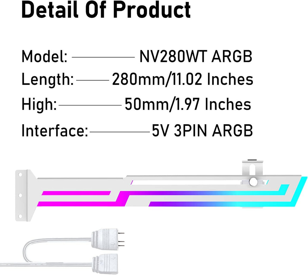 ARGB GPU Support Bracket, RGB GPU Brace Support, 5V 3Pin Addressable GPU Holder,