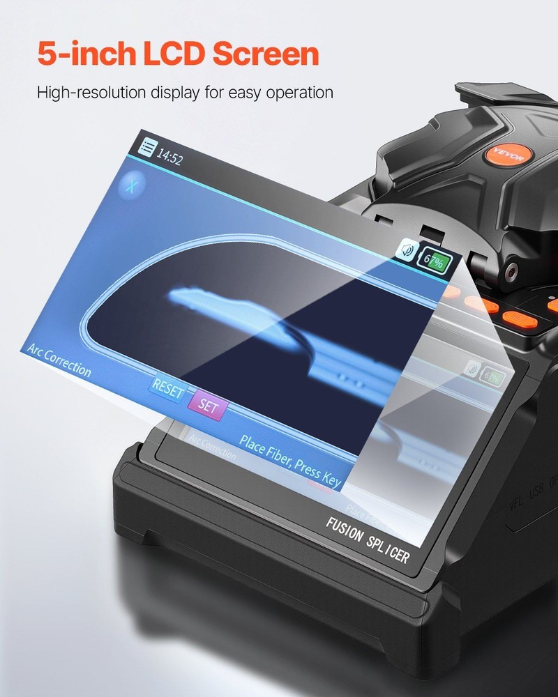 Fiber Splicer with Dual Axis Core Alignment 6 Motor 5 Inch LCD System
