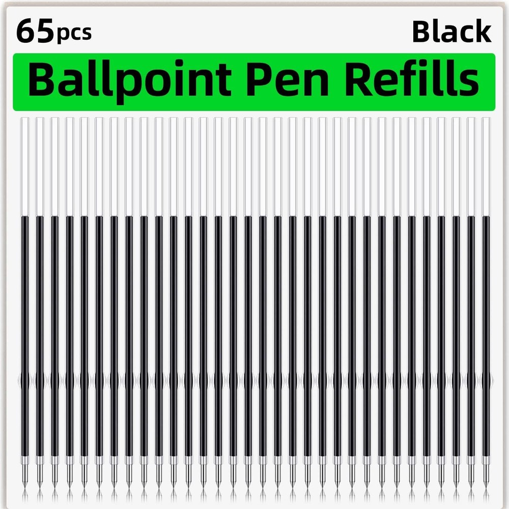 65 Pieces Retractable Ballpoint Pen Refills Replacement Ballpoint Pen