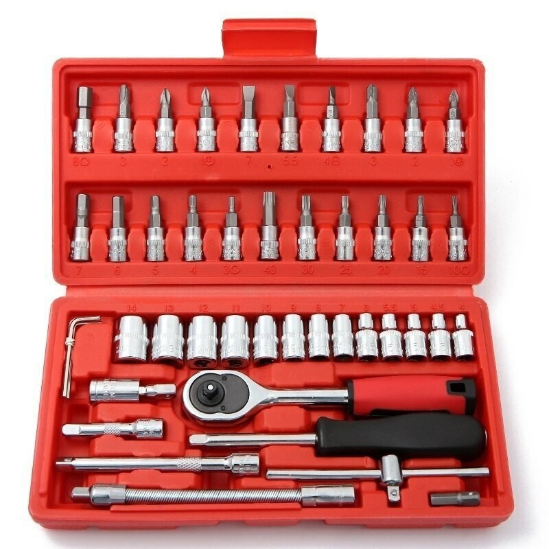46 Piece Auto Repair Tool Set Hand Hardware Tool Set Machine Socket Wrenches