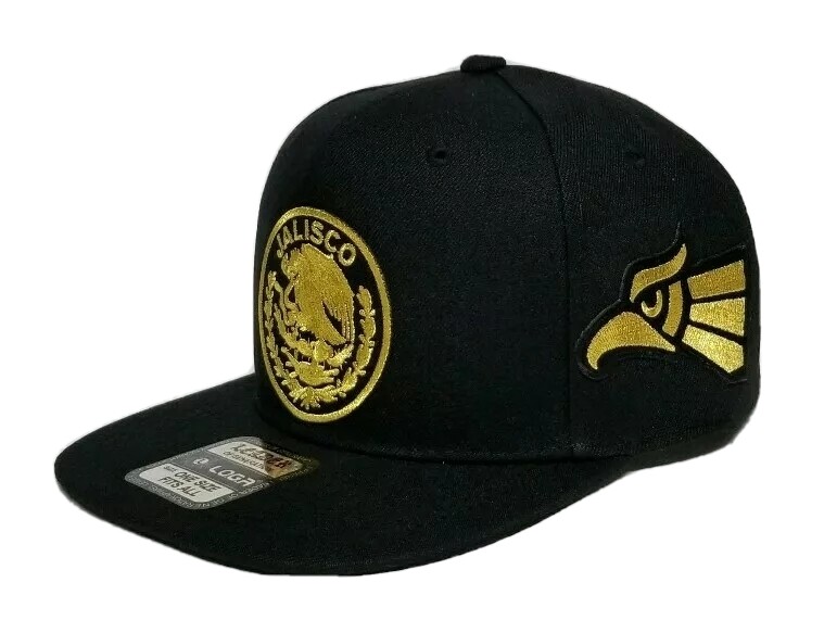 JALISCO MEXICO HAT BLACK 3LOGOS  SNAP BACK ADJUSTABL NEW