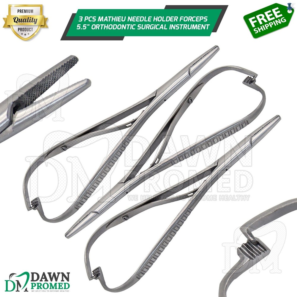 3 Pcs Mathieu Needle Holder Forceps 5.5" Orthodontic Surgical Instruments