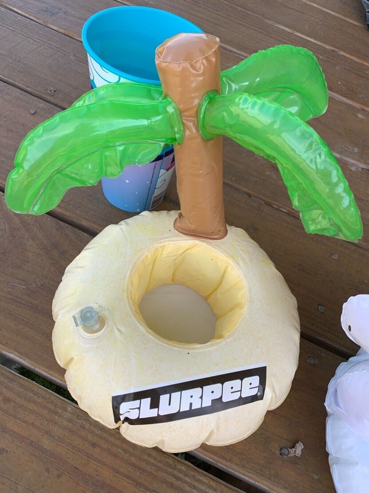 Unicorn & Palm Tree Inflatable Floating Cup Drink Beverage Pool Float & Cups