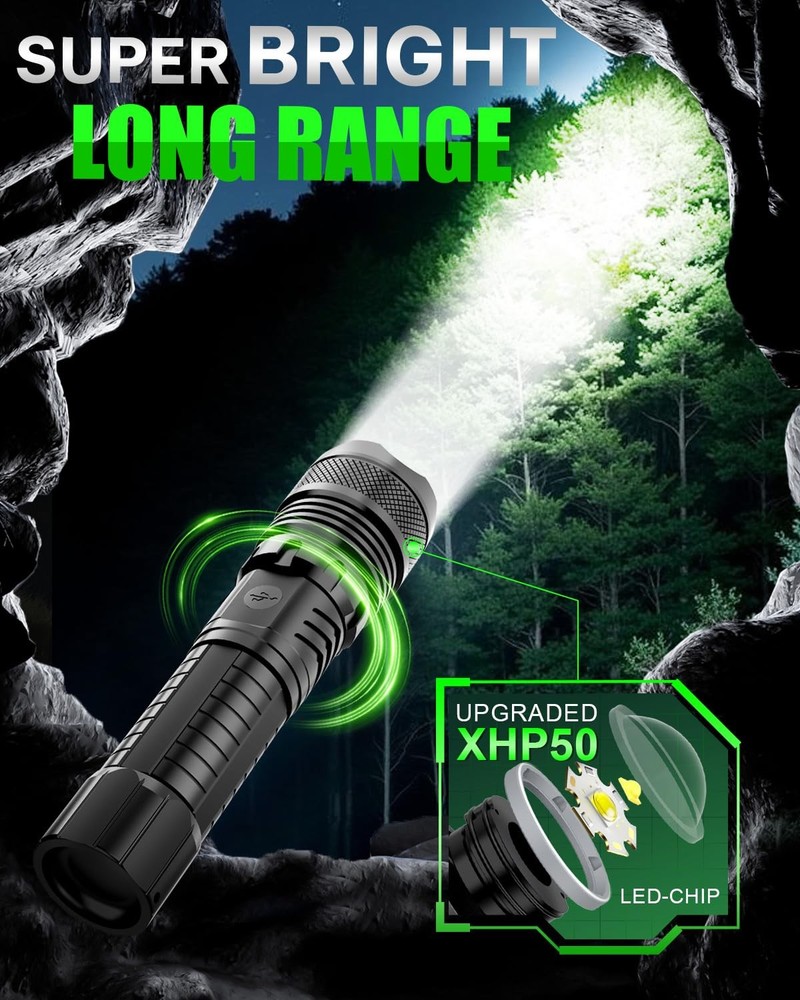 LED Flashlights, High Powered High Lumens Super Bright Tactical Flashlight, R...