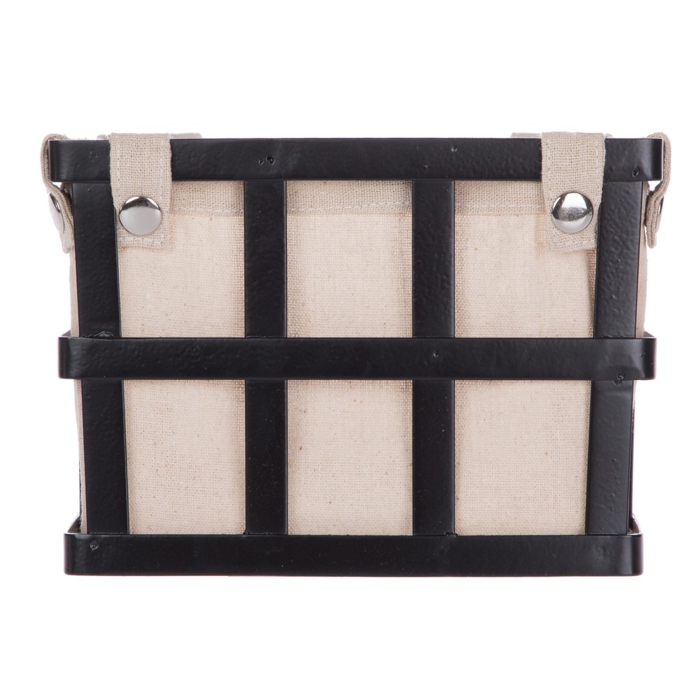 (2 pack Black Rectangle Metal Storage Basket W/ Removable Liner