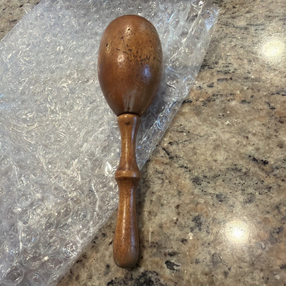 Vintage Sewing Darning Tool Wooden Egg Shaped 6" EUC