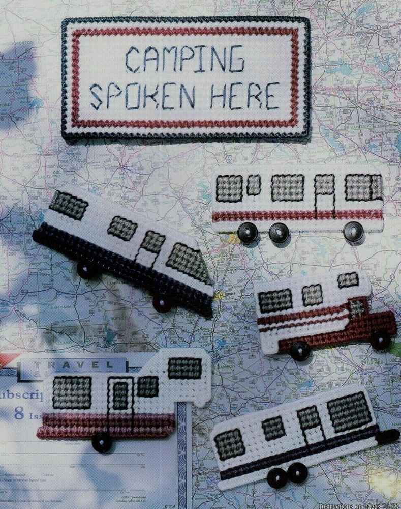 CAMPER MAGNET SET 6 DESIGNS HOME DECOR PLASTIC CANVAS PATTERN INSTRUCTIONS