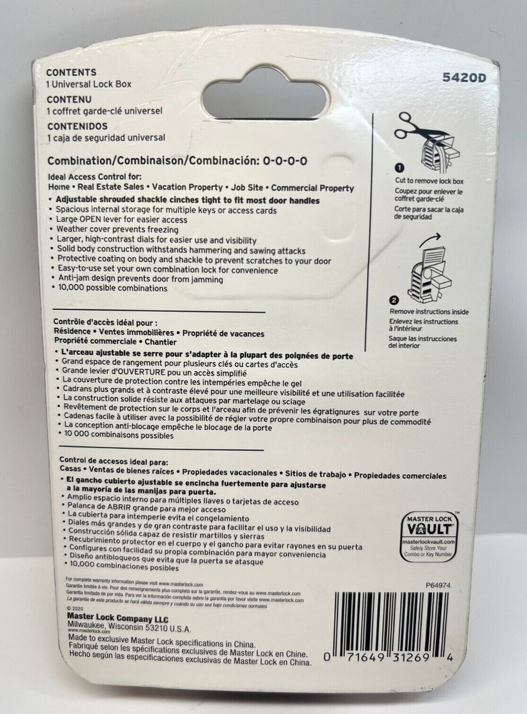 Master Lock Box, Resettable Combination Dials, Adjustable Shackle