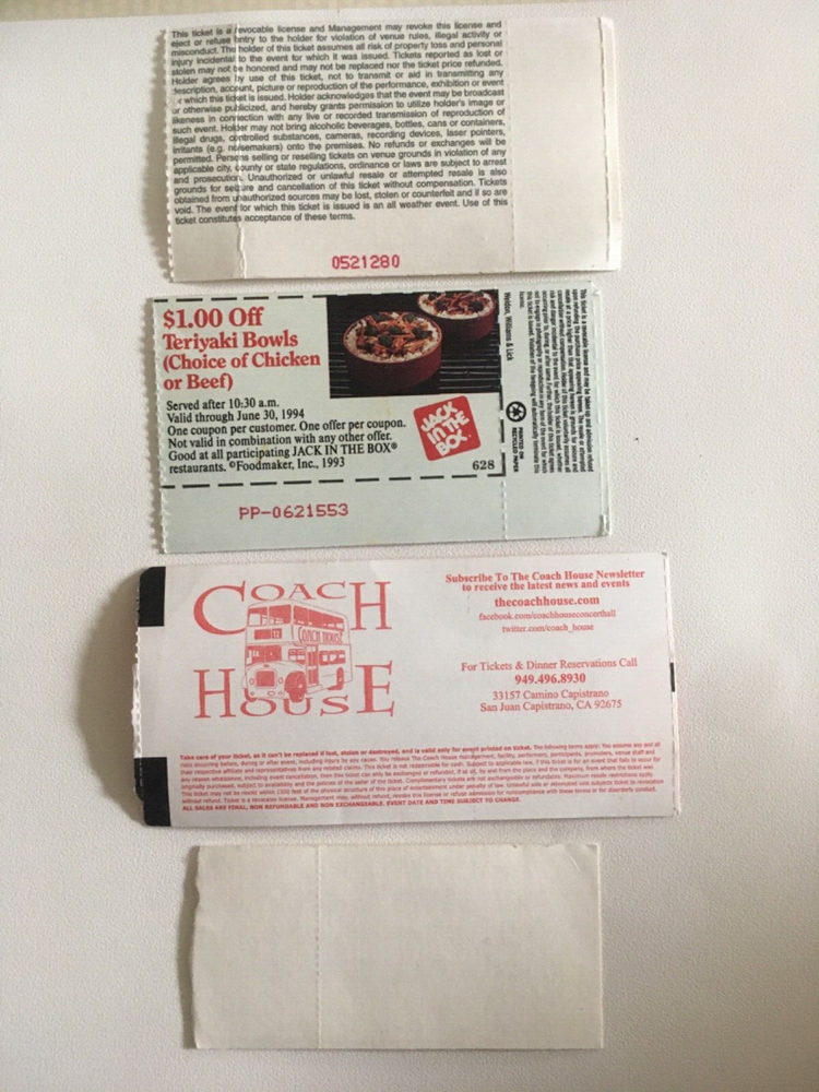 The Doors & Misc, Concert Ticket Stub 2003 Lot