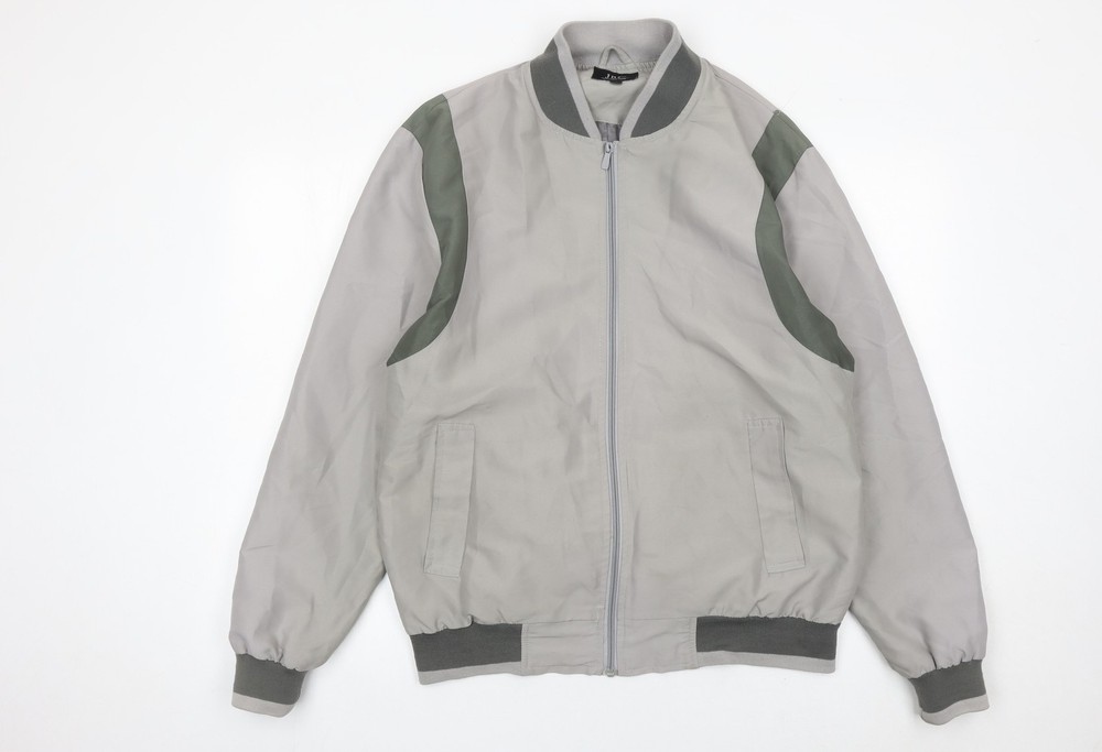 JBC Men’s Grey Polyester Basic Jacket Size M Full Zip Casual