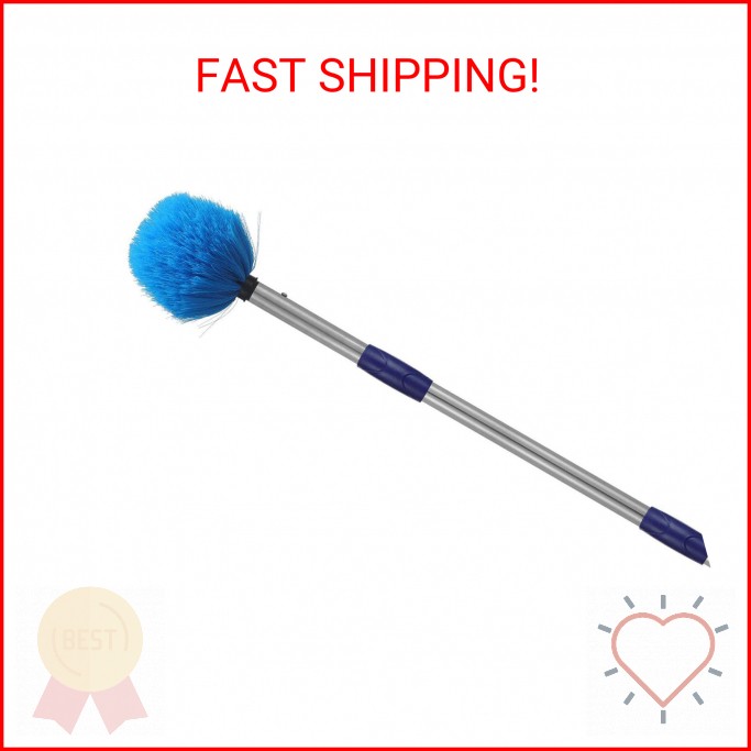 Cobweb Duster with Pole, 4ft Stainless Steel Pole Cobweb Brush with Medium-Stiff