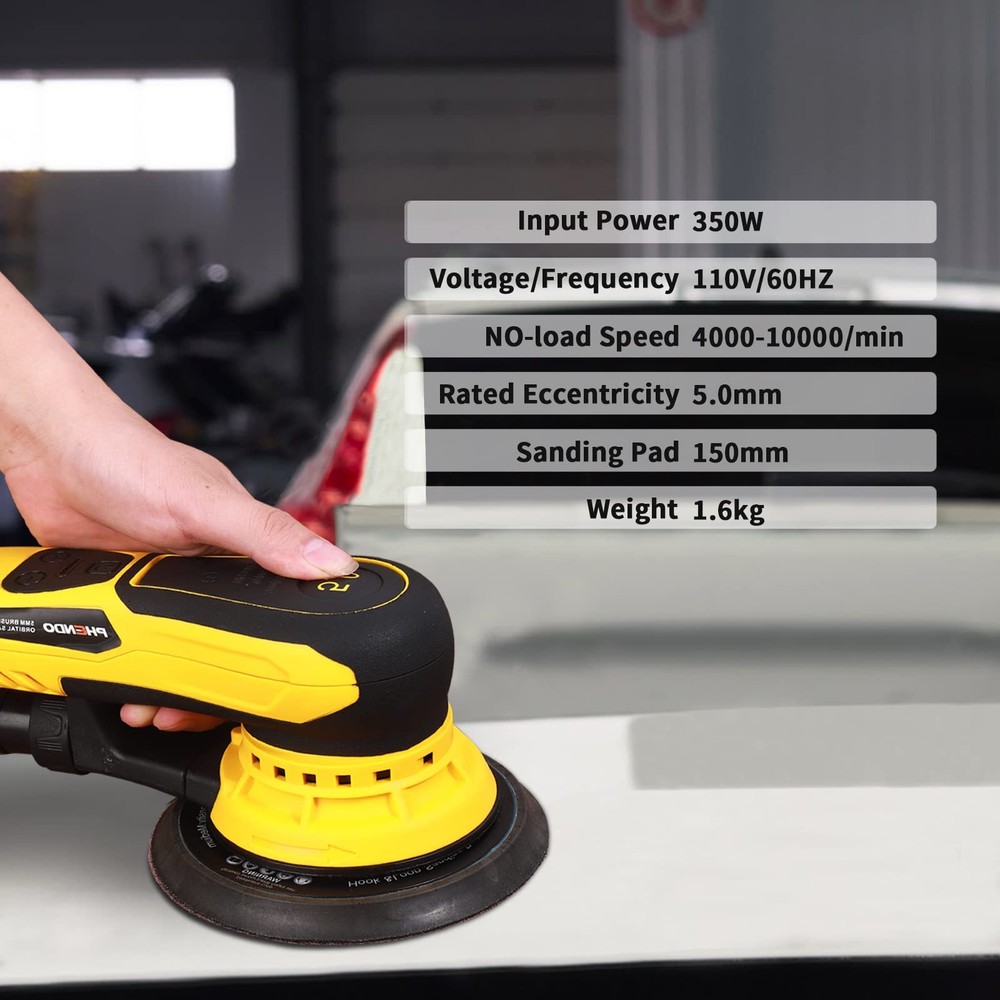 Electric Random Orbital Sander Brushless 350W 3A Multi-function Variable Speed C