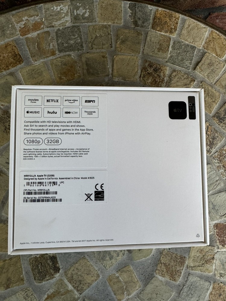 Apple TV Empty Box Only Black Model MR912LL/A Stickers No Electronics