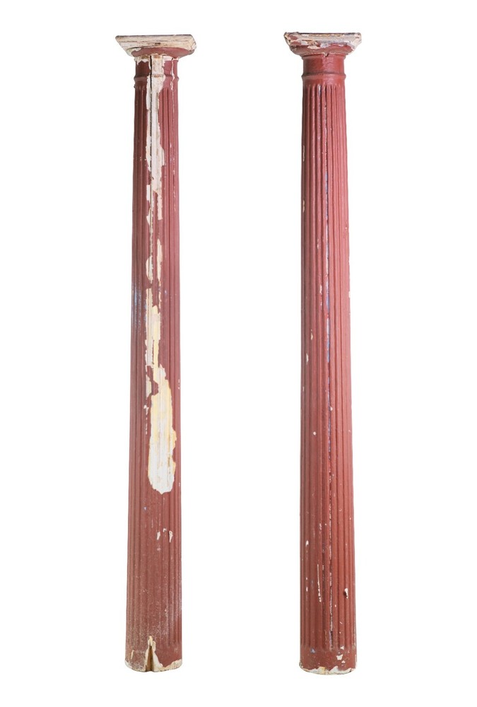 Pair of 7 ft Reclaimed Painted Pine Columns without Bases