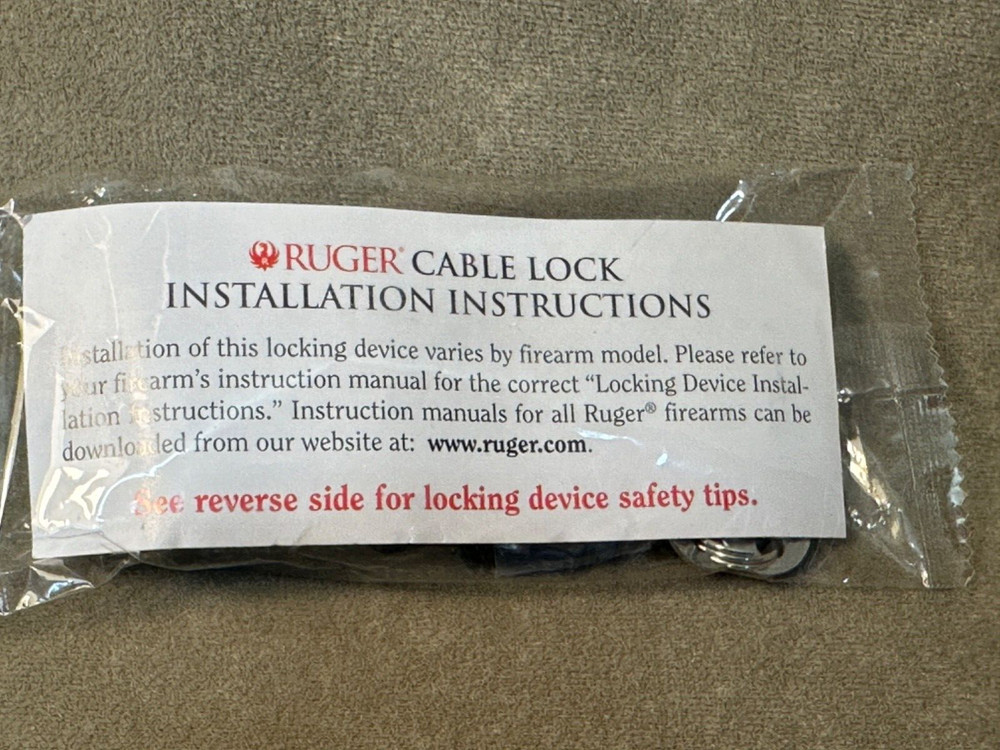Ruger Cable Lock R11SC3 2 Keys