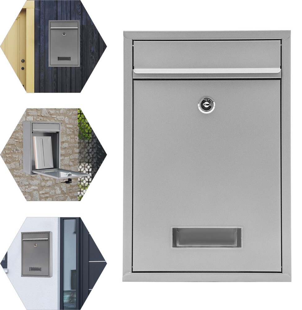 Wall-Mount Mailbox Metal Mailbox with Lock Locking Drop Box 8.46*3.35*12.6 in