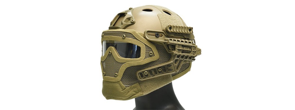 G-Force G4 System Nylon Bump Helmet Mask W/ Goggles - Tan
