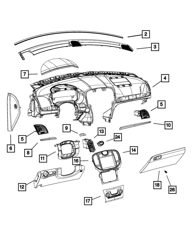 Genuine Mopar Instrument Panel Applique 68159460AC