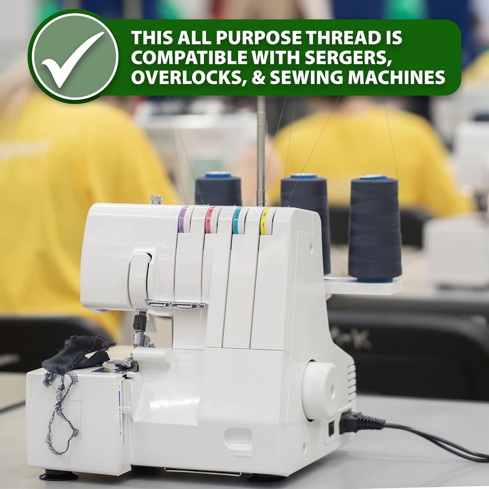 Overlock Machine Thread, 4 Cones White Polyester, 24000 Yards, 40S/2