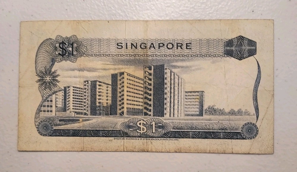 1972 Singapore $1 Dollar Note; Pick 1d *Circulated*