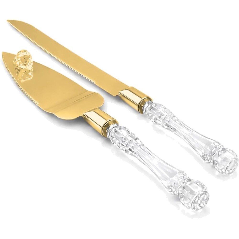 Versatile Gold Cake Knife & Server Set - Perfect for Weddings & Anniversaries