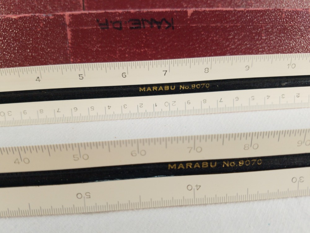 x2 Marabu 9070 Triangular Ruler 1:20 1:100 with Original Cases