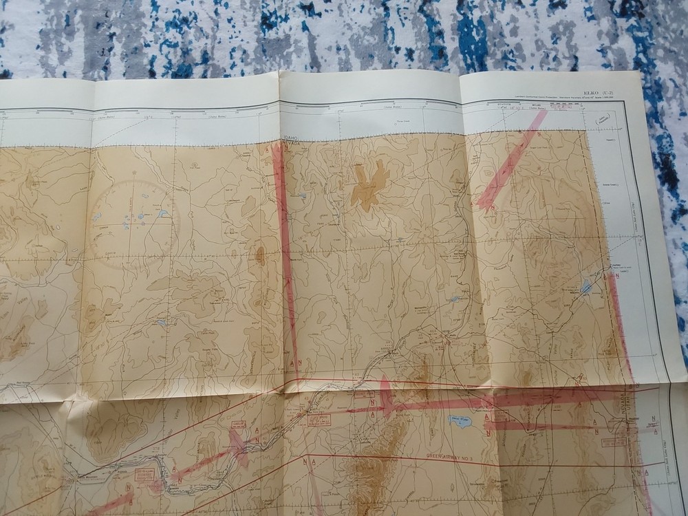 1941 WWII Sectional Aeronautical Chart Pilot Map Elko NV