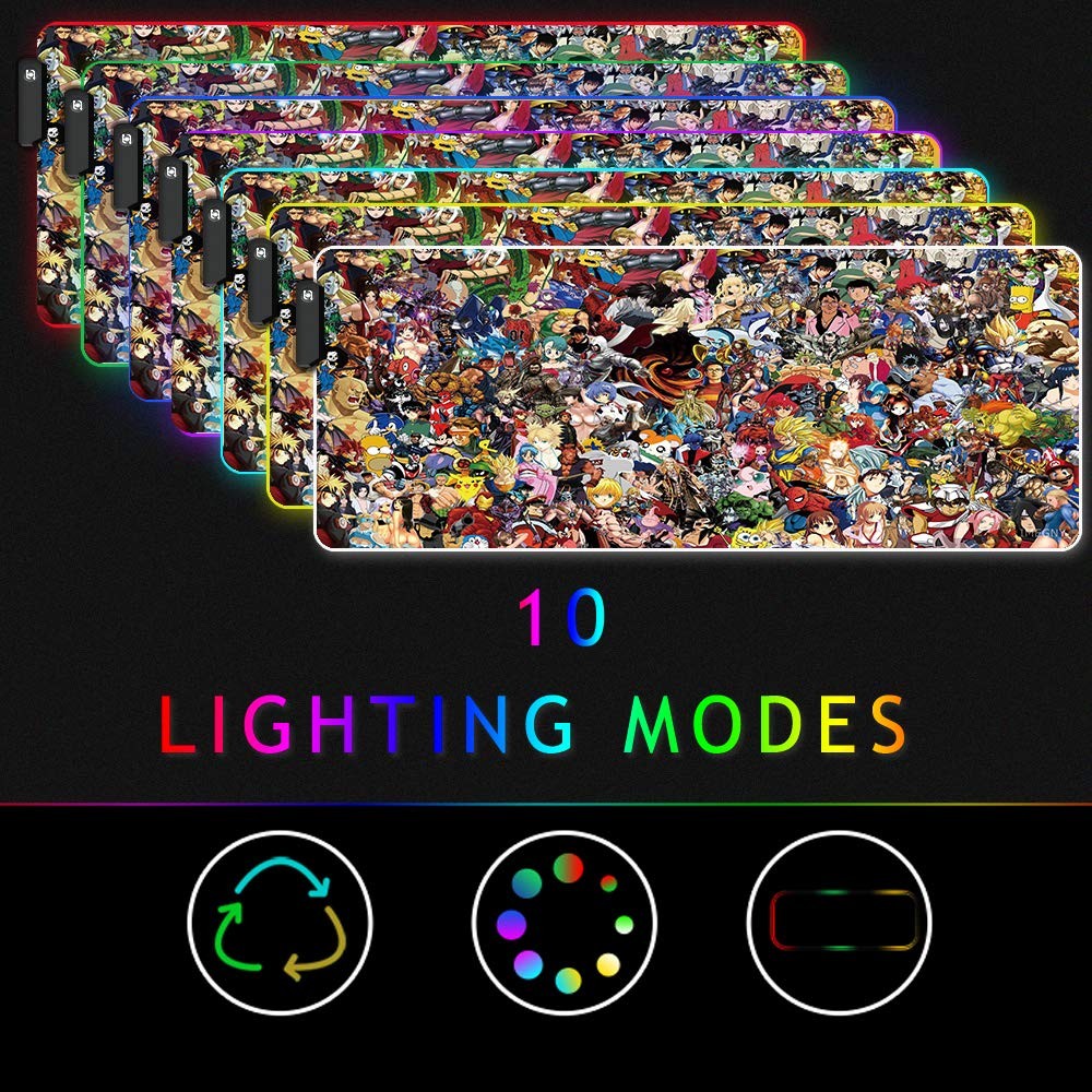 RGB Mouse Pad, Large Extended Soft Led Mouse Mat with Different Lighting Mode...