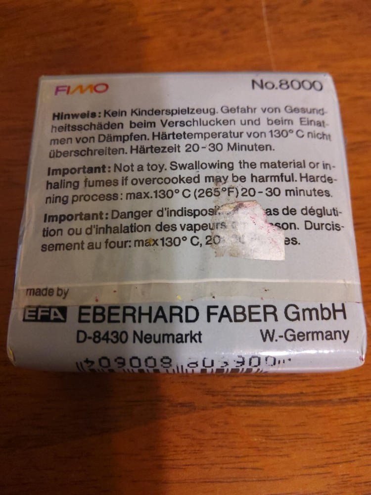 Fimo German Modeling Clay Dove Grey 65g Factory Sealed