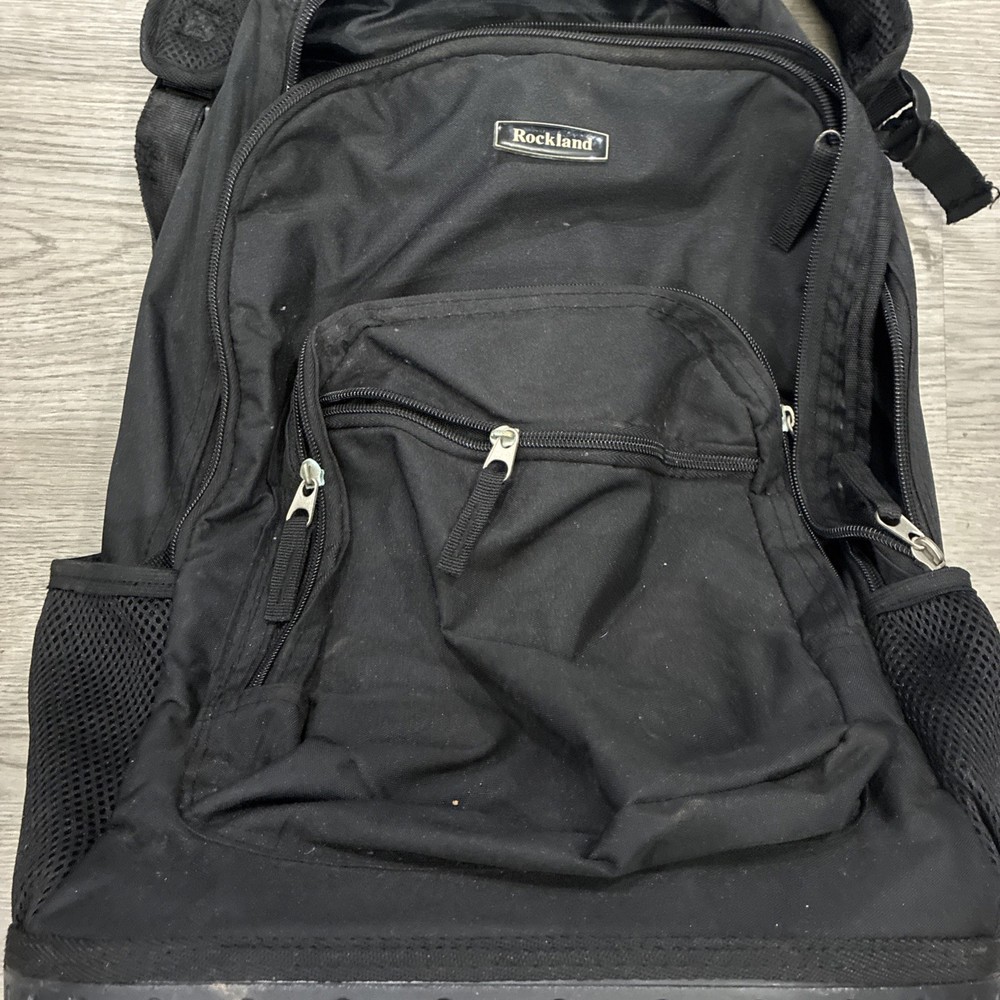 Rockland Single Handle Rolling Backpack, Black, 19x13x7.5