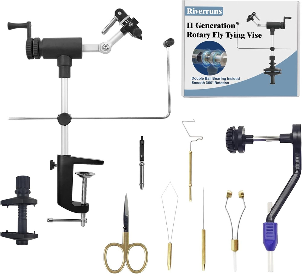 Microgrip II Generation Rotary Fly Tying Vise – Complete Vise, Tools & Materials