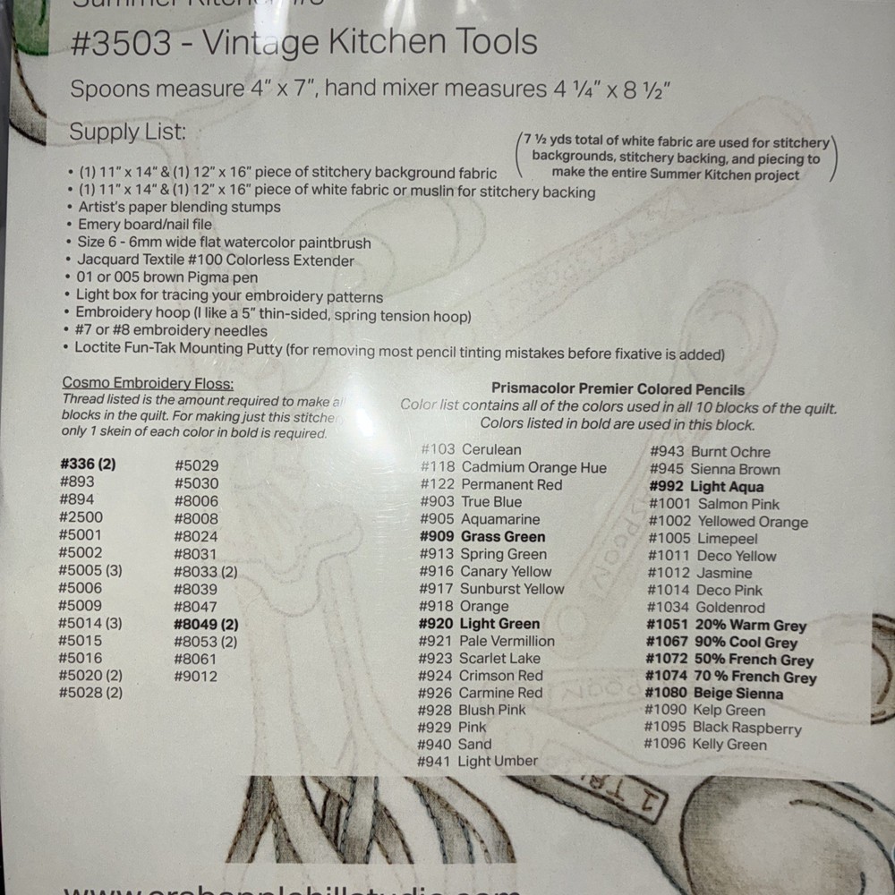 SUMMER KITCHEN SERIES~ Vintage Kitchen Tools pattern~ CAH- pre-owned