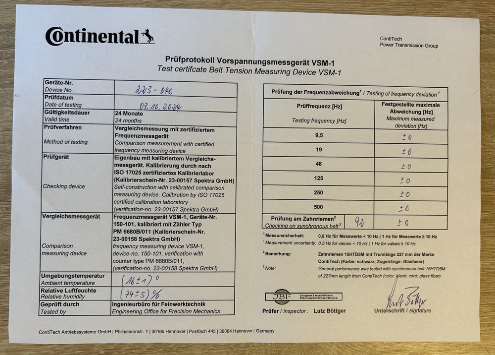 Continental Conti Tech VSM-1 (Calibrated)
