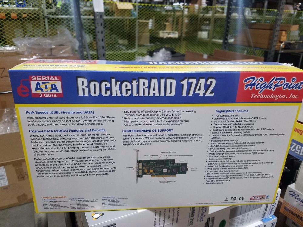 HighPoint RocketRAID 1742 4-Channel PCI SATA 3Gb/s RAID Controller