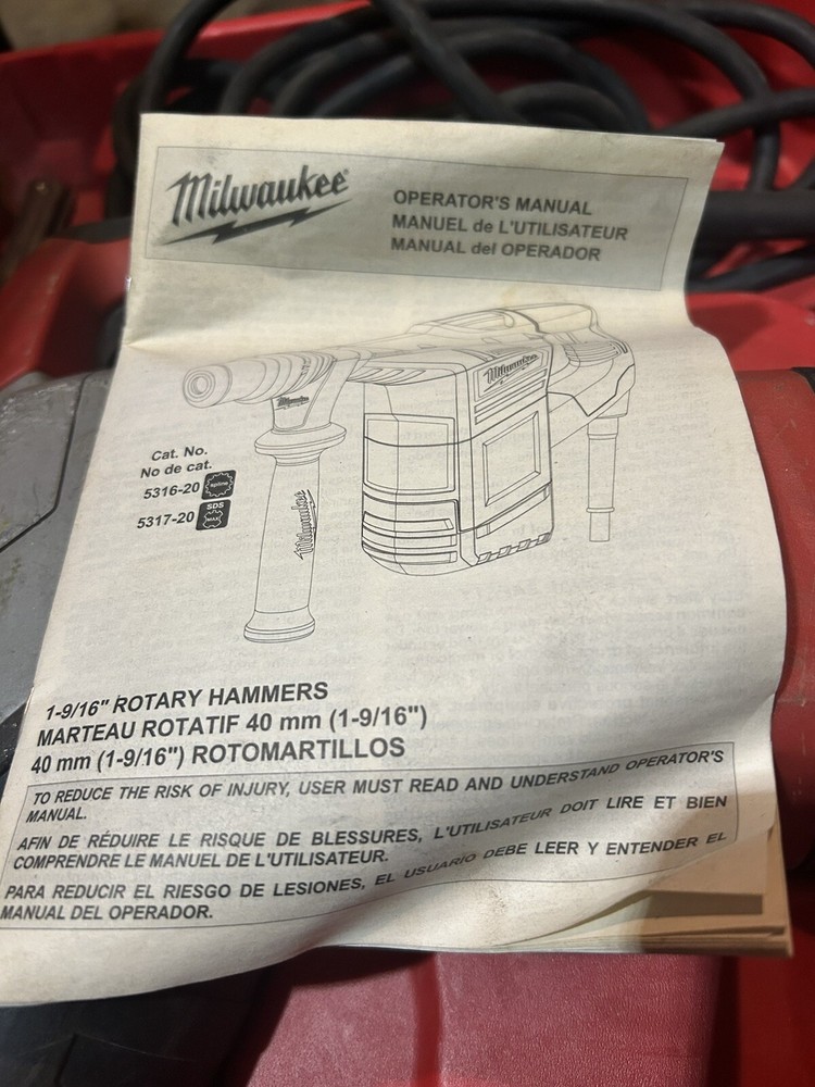 milwaukee rotary hammer drill With Case And Manual. Includes 6 Bits