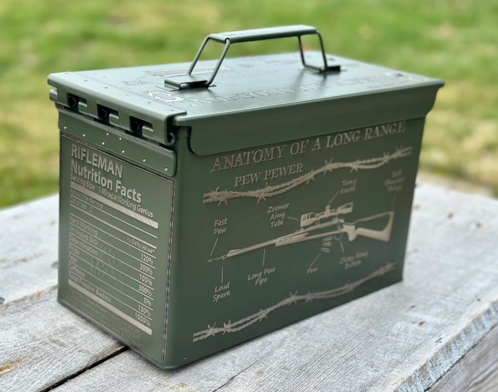 Personalized Laser-Engraved 50 Cal Ammo Can – Rifle theme