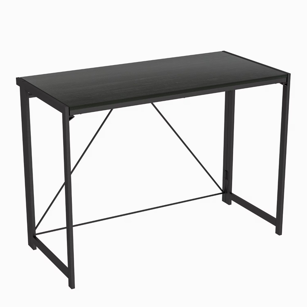 Black Frame Folding Desk with Textured Surface for Adults Study or Office