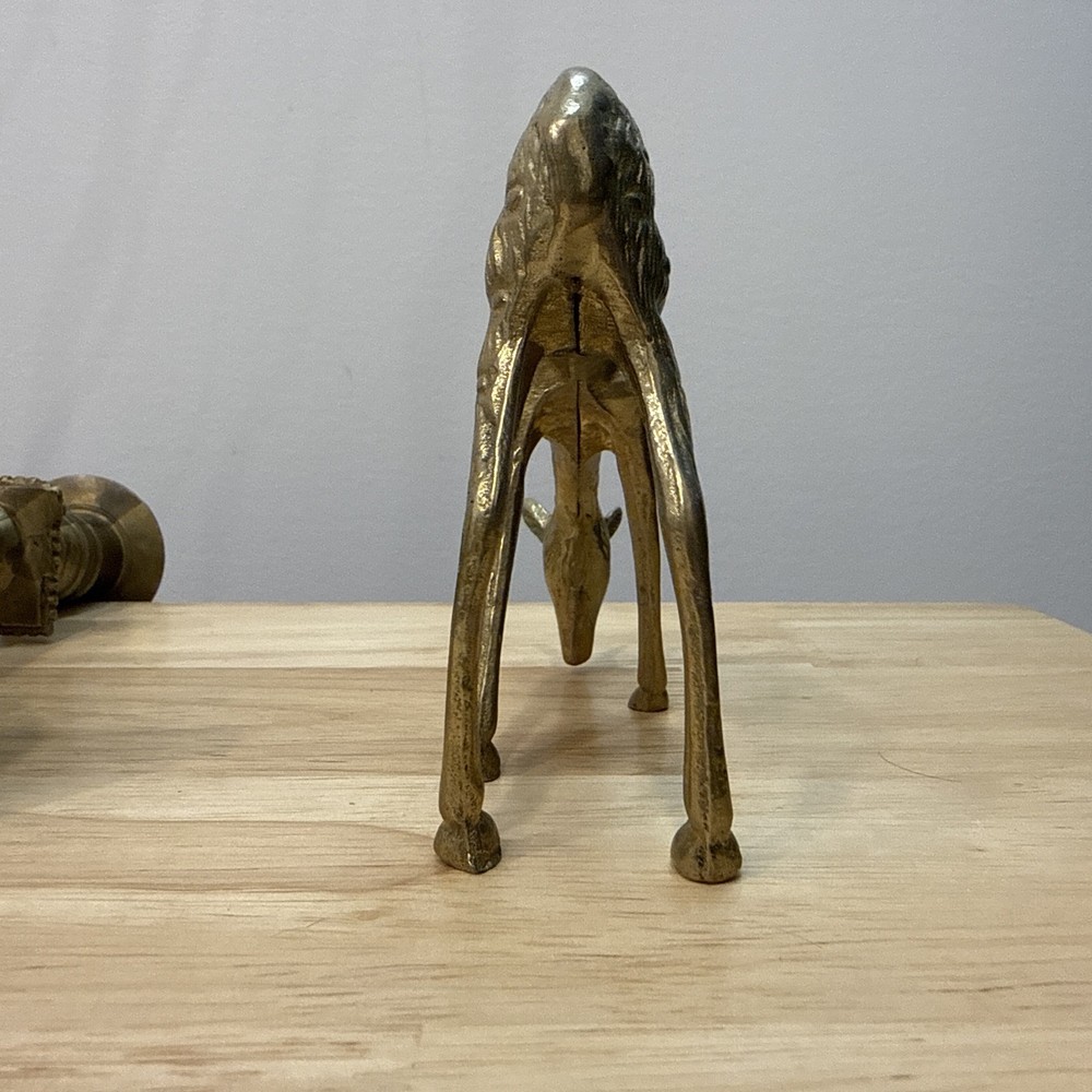 Brass Candlestick And Brass Deer