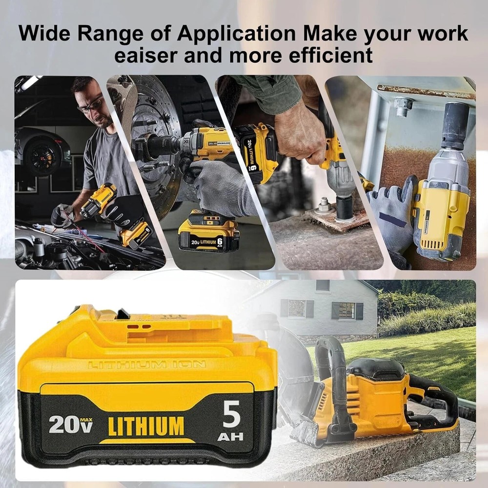 2Pack 20V For DeWalt Drill replacement for DCB206 DCB208 Rechargeable Batteries