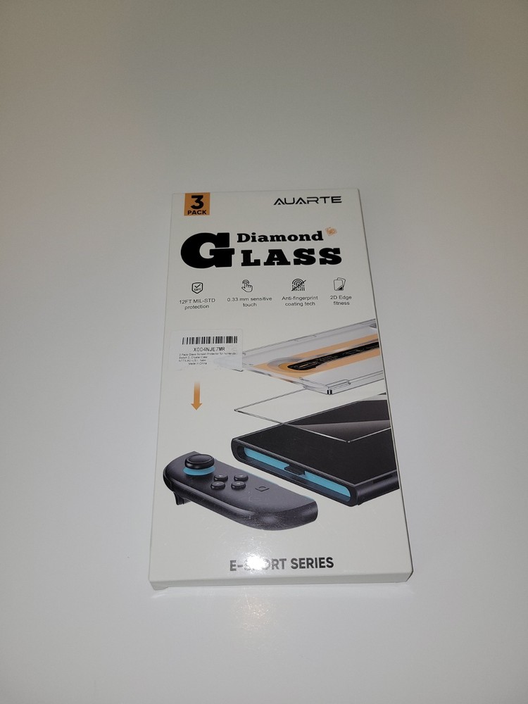 Auarte 3-Pack Diamond Glass screen protector designed for the Nintendo Switch 2